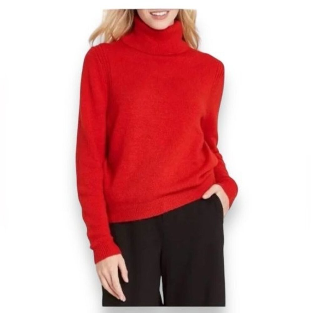 A New Day Women’s Pullover Turtleneck Sweater Fine Gauge Knit Parisian Red XS